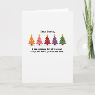 Drôle Cher Père Noël Carte de Vin Colorée Arbres C