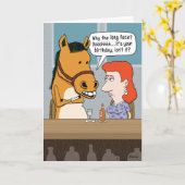 Drôle Cheval à long visage carte d'anniversaire (Fleur jaune)