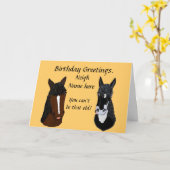 Drôle cheval Anniversaire Carte ajouter nom front (Fleur jaune)