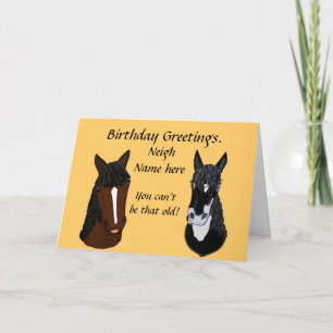 Drôle cheval Anniversaire Carte ajouter nom front