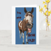 Drôle cheval bâillonnant carte d'anniversaire - Vo (Fleur jaune)