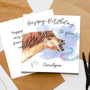 Drôle Cheval chantant Bonne Carte d'Anniversaire a