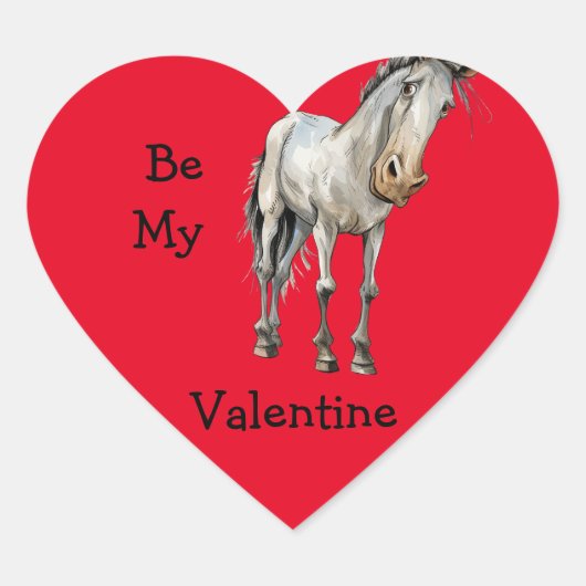 Drôle cheval Soyez Mon autocollant Valentine. (Devant)