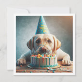 Drôle chien carte d'anniversaire, golden retriever (Devant)