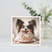 Drôle chien carte d'anniversaire, Papillon anniver (Debout devant)