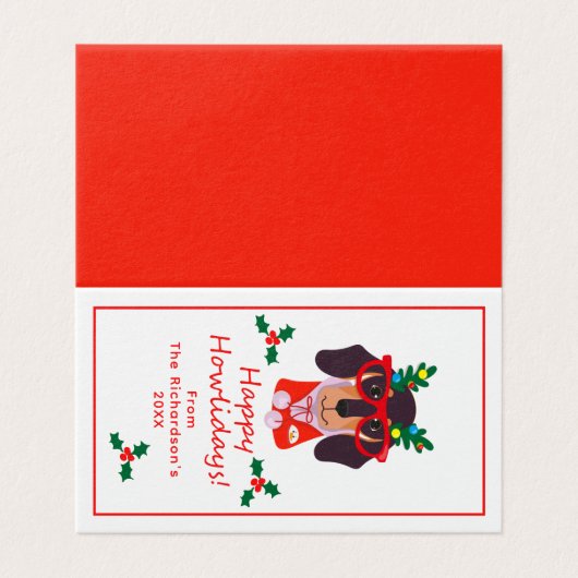 Drôle chien de Noël Howliday mignon chien carte pl (Outside Unfolded)