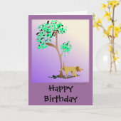 Drôle Chien et Arbre Carte d'anniversaire (Fleur jaune)