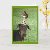 Drôle chien et carte d'anniversaire d'écureuil (Fleur jaune)