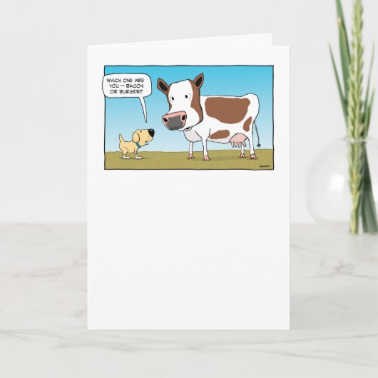 Drôle Chien et Vache Carte d'anniversaire (Devant)