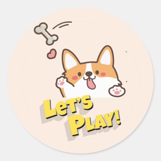 Drôle Chien Jouons Classic Round Sticker (Devant)