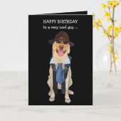 Drôle Chien/Lab Carte d'anniversaire pour Guy (Fleur jaune)