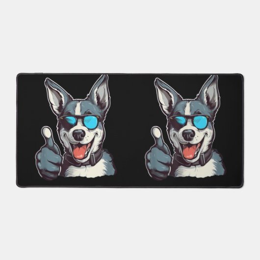 Drôle chien lunettes de soleil avec pouces vers le (Recto)