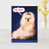 Drôle Chien Maltais Avec Lisp Carte d'Anniversaire (Fleur jaune)