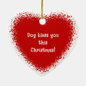 Drôle chien neige Noël Céramique Coeur Ornement (Dos)