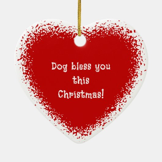 Drôle chien neige Noël Céramique Coeur Ornement (Dos)