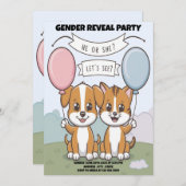 Drôle Chien Révéler Genre Fête Invitation (Devant / Derrière)