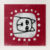 Drôle Chien Sur Le Puzzle Rouge (Horizontal)