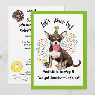 Drôle Chihuaha Donuts Anniversaire Fête Invitation