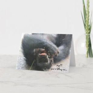 Drôle Chimpanzé carte d'anniversaire, sur la colli