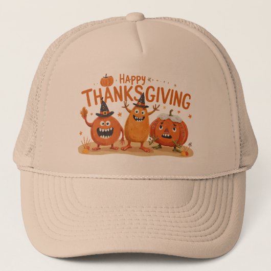 Drôle Citrouilles de Thanksgiving en Casquette sor (Devant)