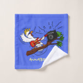 Drôle cockatoo jouant de la guitare rock dessin an (Gant de toilette)