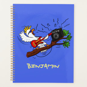 Drôle cockatoo jouant de la guitare rock dessin an