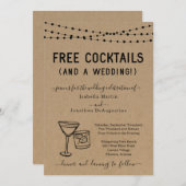 Drôle Cocktails gratuits et une Faire-part de mari (Devant / Derrière)