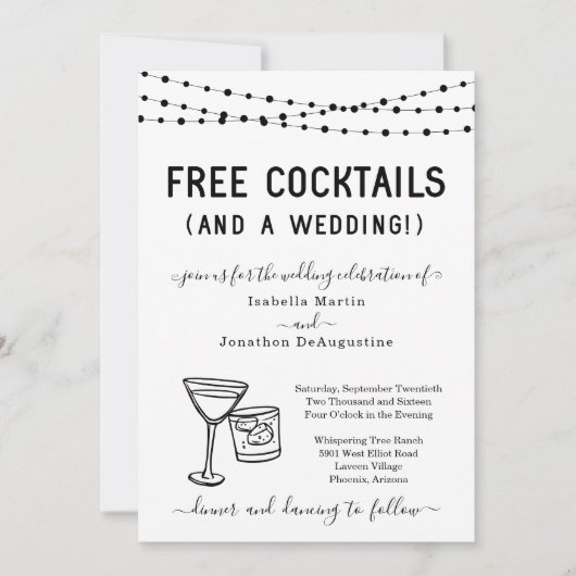 Drôle Cocktails gratuits et une Faire-part de mari (Devant)