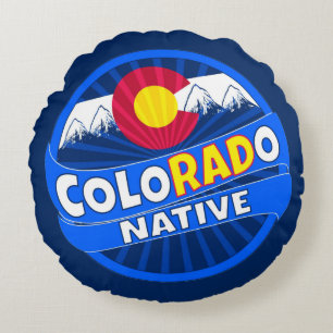 Drôle Colorado drapeau rad coussin rond natif