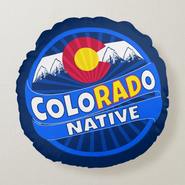 Drôle Colorado drapeau rad coussin rond natif (Devant)