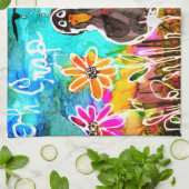 Drôle Corbeaux et Fleurs Oh Crap Serviette de cuis (Plié)