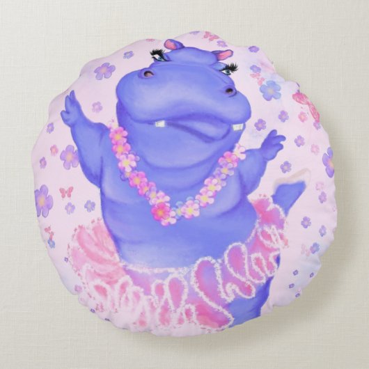 Drôle Coussin Rond Ballerina Hippo Ballet Danseuse (Dos)