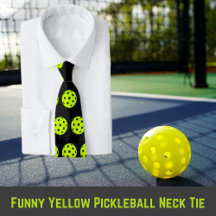 Drôle Cravate de Pickleball Jaune