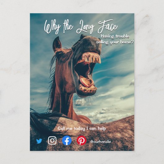 drôle de carte postale de l'immobilier long visage (Devant)