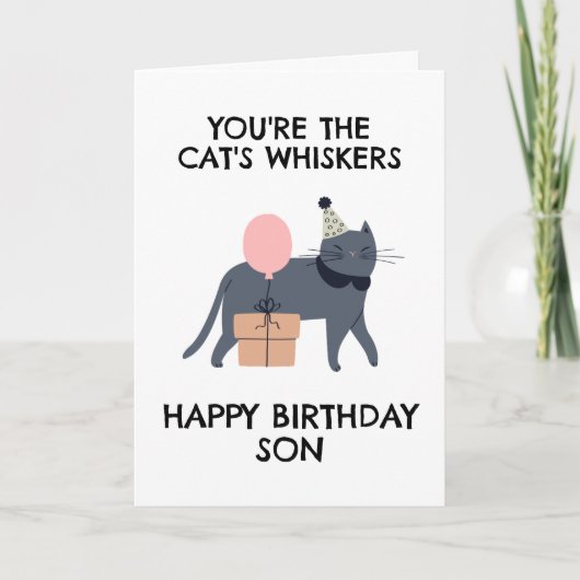 drôle de chat fils cartes d'anniversaire (Devant)