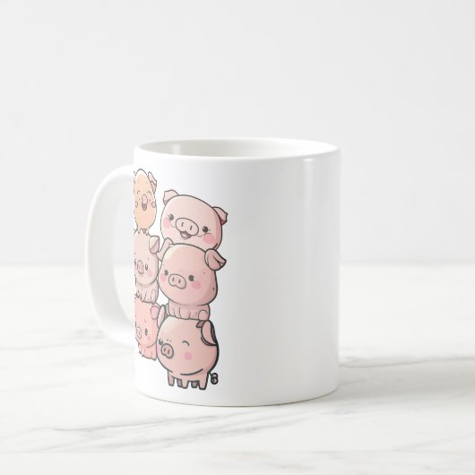 drôle de cochons mignon Mug (Devant gauche)