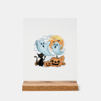 Drôle de fantôme et chat noir paresseux Halloween