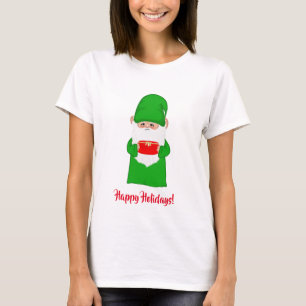 Drôle de gnome de Noël laid en T-shirt vert laid