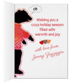 drôle de pull ours tricot crochet carte de Noël (Intérieur (Droit))