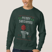 drôle de Sweatshirt de basket de Noël laide (Devant)