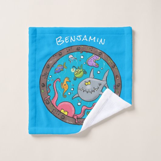 Drôle des créatures marines sous l'eau dessin anim (Gant de toilette)