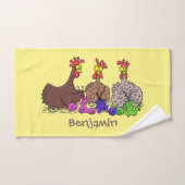 Drôle dessin animé de poulets de tricot (Serviette à main)