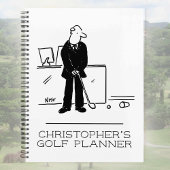 Drôle dessin animé d'un golfeur de bureau.