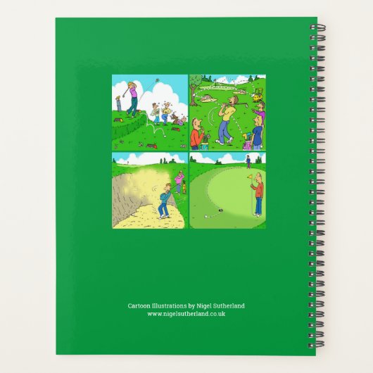 Drôle dessin animé représentant des golfeurs. (Dos)
