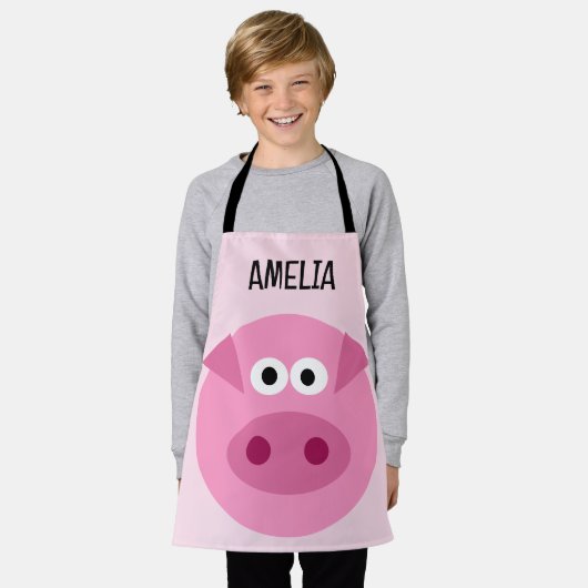 Drôle dessin animé rose piggy sur mesure tablier p (Porté)