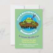 Drôle dessin de grenouille invitation anniversaire (Devant)