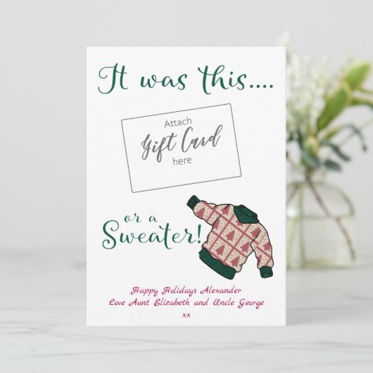 Drôle Détenteur de carte cadeau de pull de Noël (Debout devant)