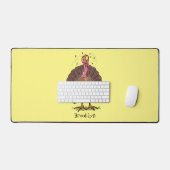 Drôle dinde marron de la ferme avec des mouches de (Clavier et souris)