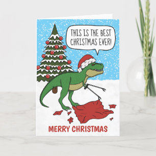 Drôle Dinosaur T-Rex Joyeux Noël Carte