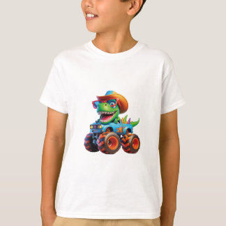 Drôle Dinosaure T Rex Sur Monster Truck T-Shirt